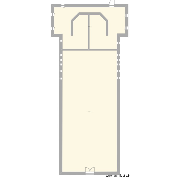 Chapelle. Plan de 2 pièces et 293 m2