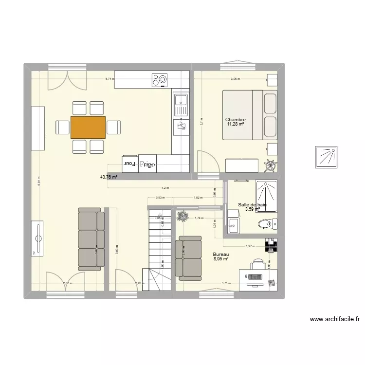 projet 3. Plan de 4 Pièces et 68 m²