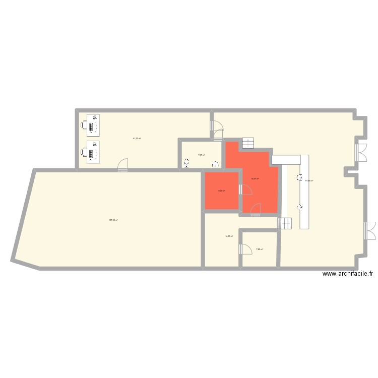 Plan café. Plan de 8 pièces et 295 m2