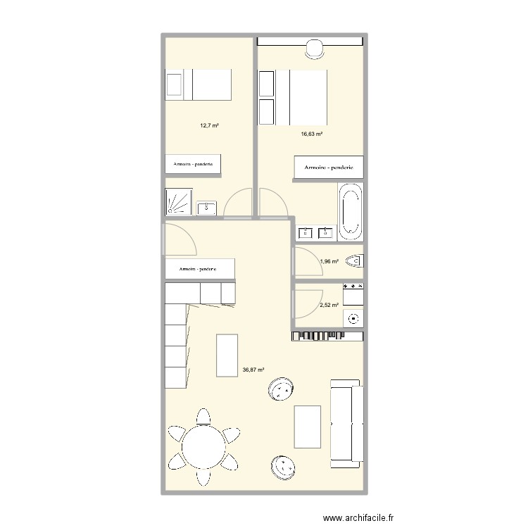 Plan bis. Plan de 5 pièces et 71 m2