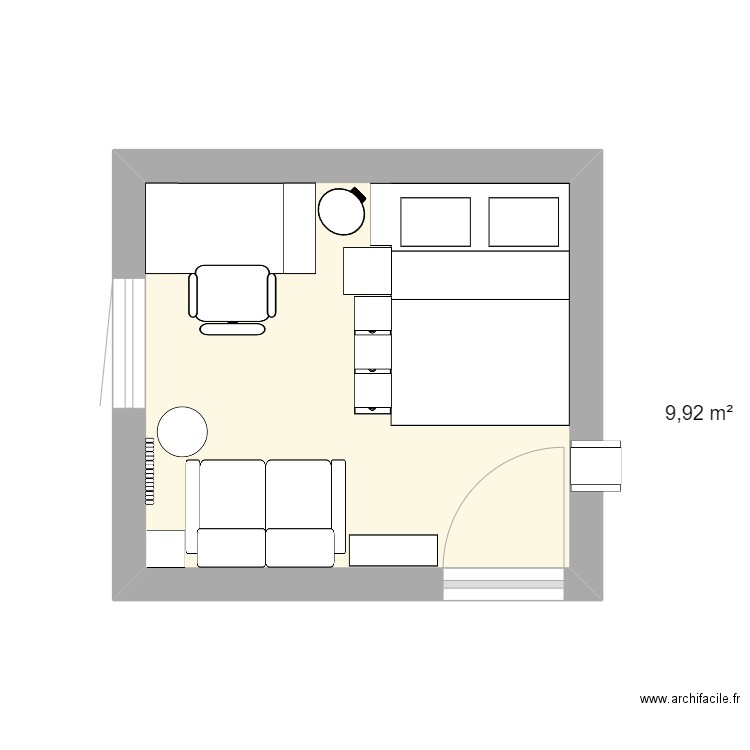 chambre louis v1. Plan de 1 pièce et 10 m2