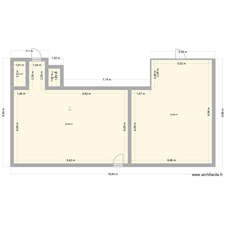 Plan local sans le bureau. Plan de 0 pièce et 0 m2