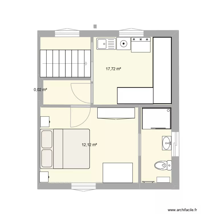 extension. Plan de 3  et 30 m²