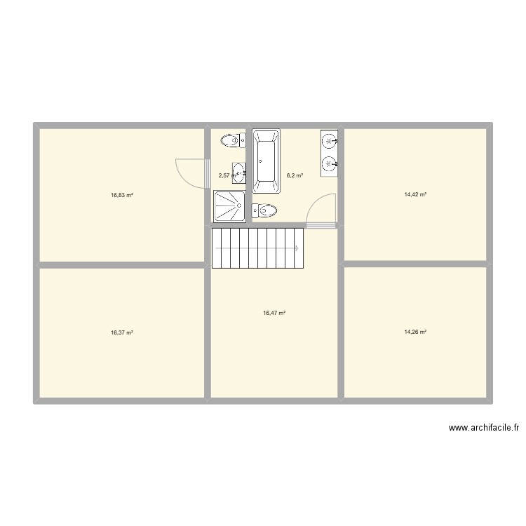 SALLE DE BAIN 1ER ETAGE. Plan de 7 pièces et 87 m2