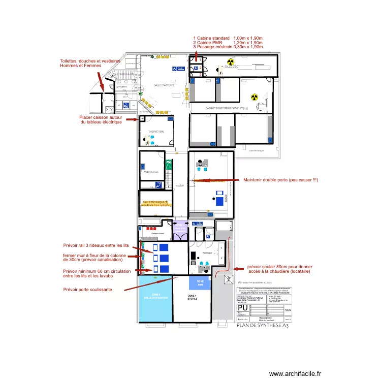 Bloc operatoire. Plan de 