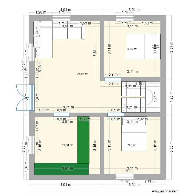 Tandrify. Plan de 4  et 55 m²