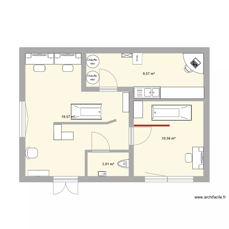 salon Maison capillaire D.. Plan de 4  et 42 m²