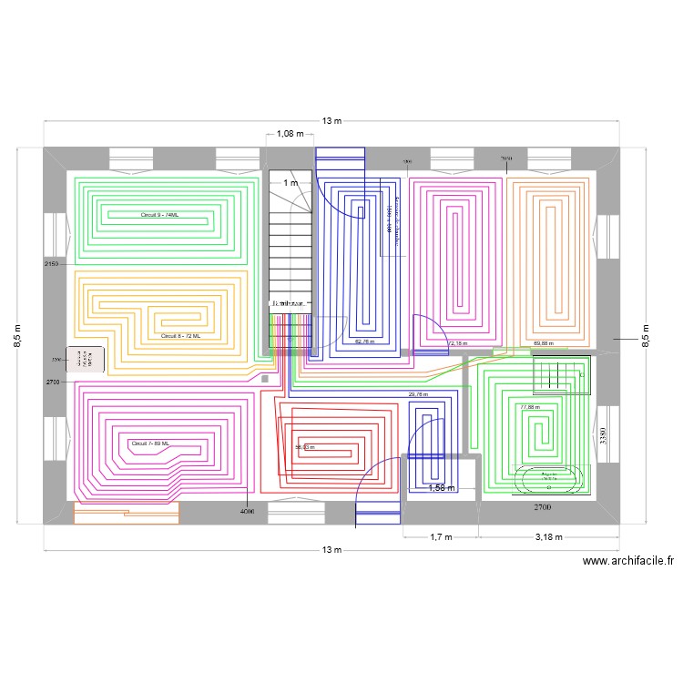 BREIRENO - Chauffage au sol Réel. Plan de 4 pièces et 88 m2