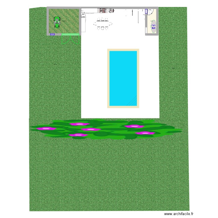 poolhouse. Plan de 2 pièces et 21 m2