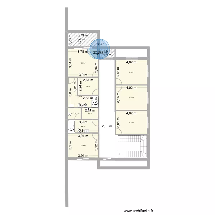 Plan 2 Haut V17/05. Plan de 12  et 98 m²