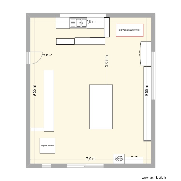 Plan magasin Souleuvre. Plan de 1 pièce et 75 m2