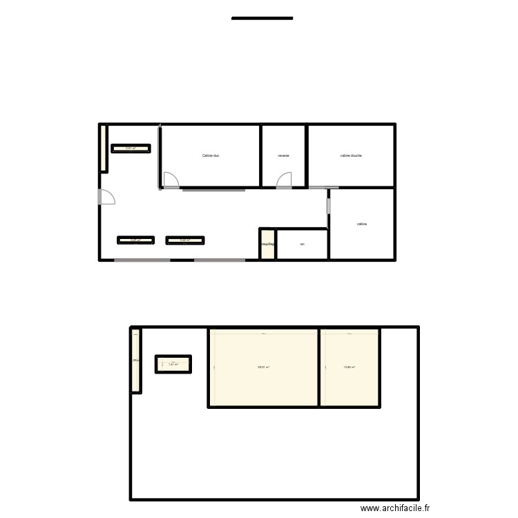 Institut. Plan de 14 pièces et 107 m2