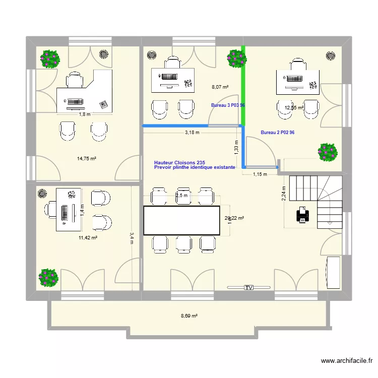 R+1 Cloisons Cafpi 190526. Plan de 6 et 85 m² R+1 Cloisons Cafpi 190526. Plan de 6 et 85 m²