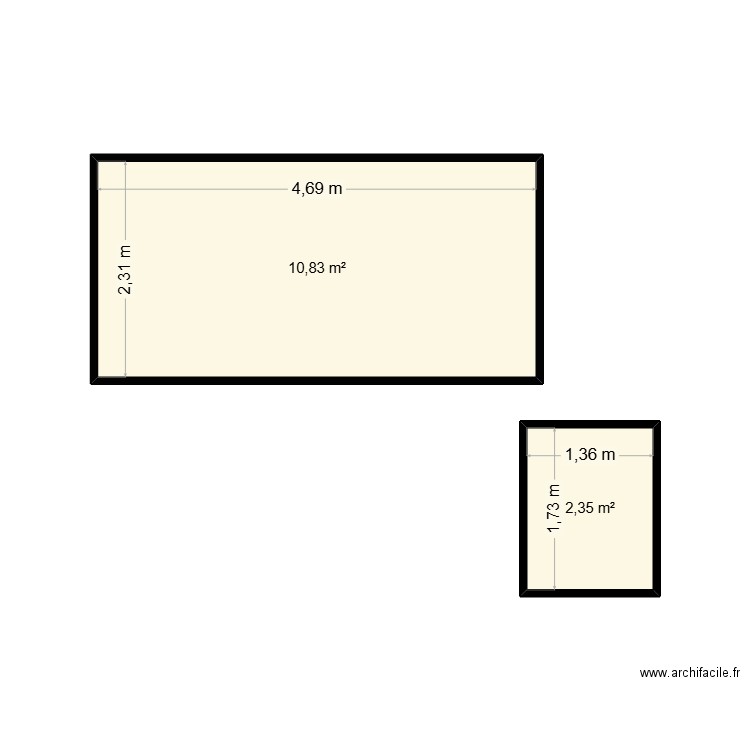 loft. Plan de 2 pièces et 13 m2