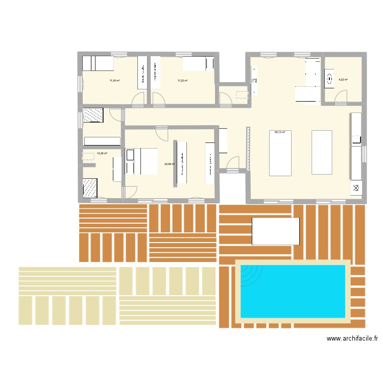 zz2. Plan de 6 pièces et 129 m2