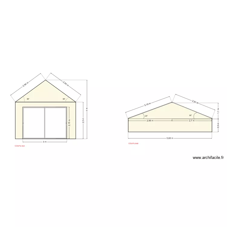GREZIEU COUPE FACADE. Plan de 