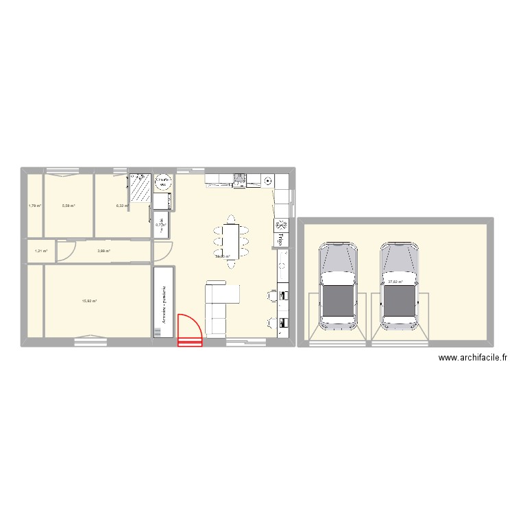 PROJET. Plan de 9 pièces et 111 m2