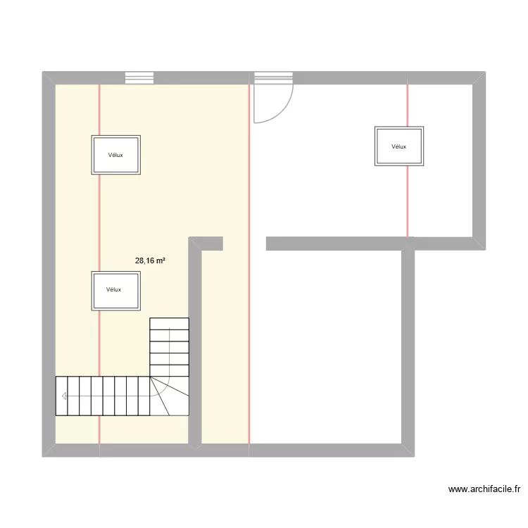 maison grenier. Plan de 1 pièce et 28 m²