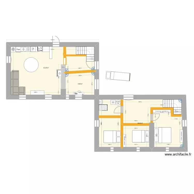 Les Farges VIDE. Plan de 3 Pièces et 101 m²