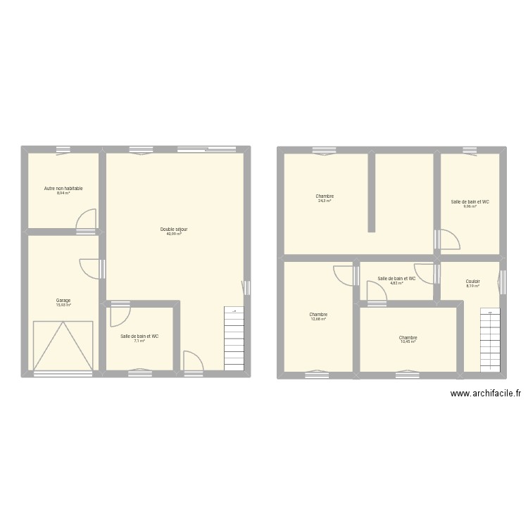 Plan Maison DA. Plan de 10 pièces et 143 m2