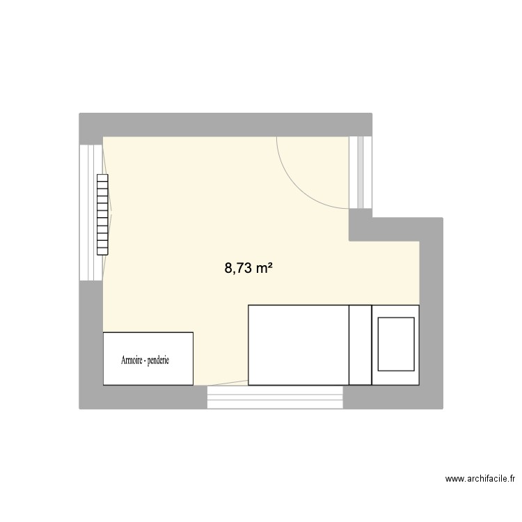 chambre nael 2. Plan de 1 pièce et 9 m2