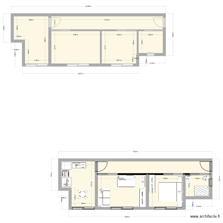 plan gros oeuvre. Plan de 10 pièces et 82 m2