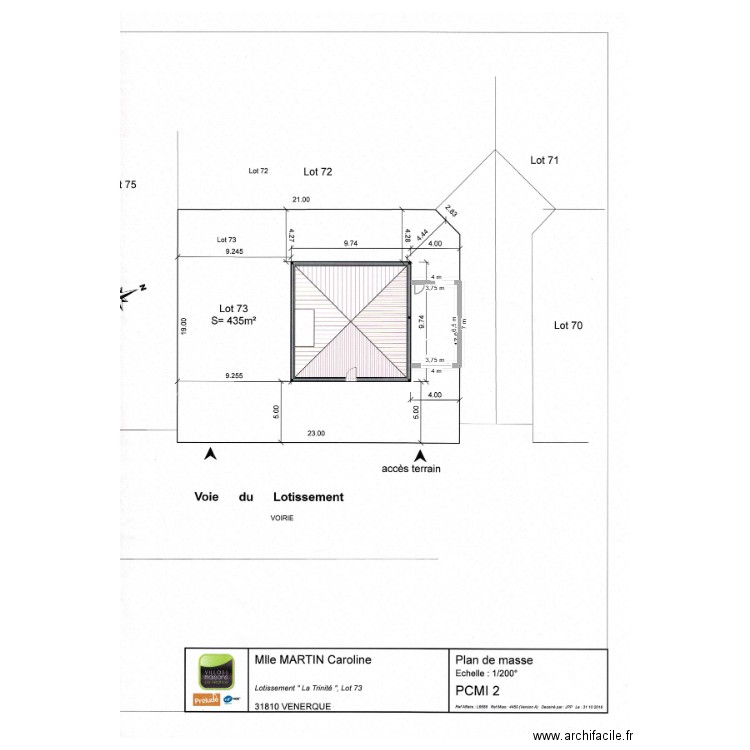 plan de masse vue de dessus. Plan de 0 pièce et 0 m2