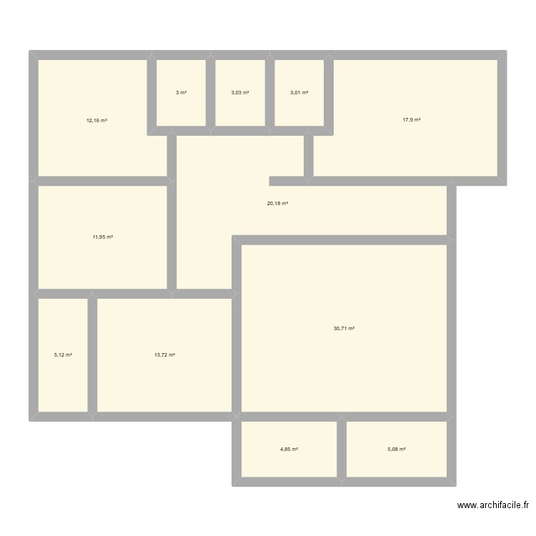 BTA. Plan de 12 pièces et 131 m2