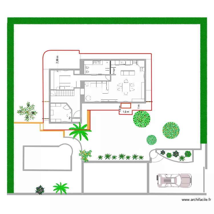 Plaisance 4 ext terrasse. Plan de 8  et 108 m²