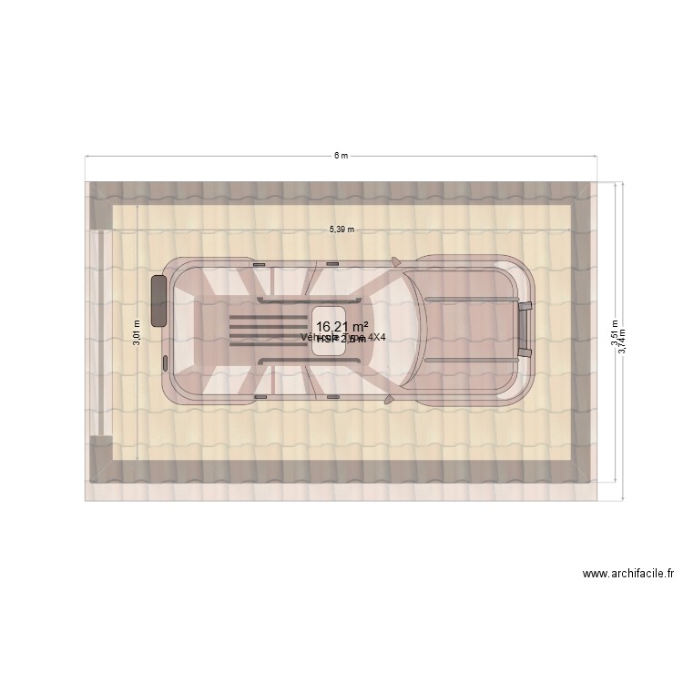 garage 20m. Plan de 1 pièce et 16 m2