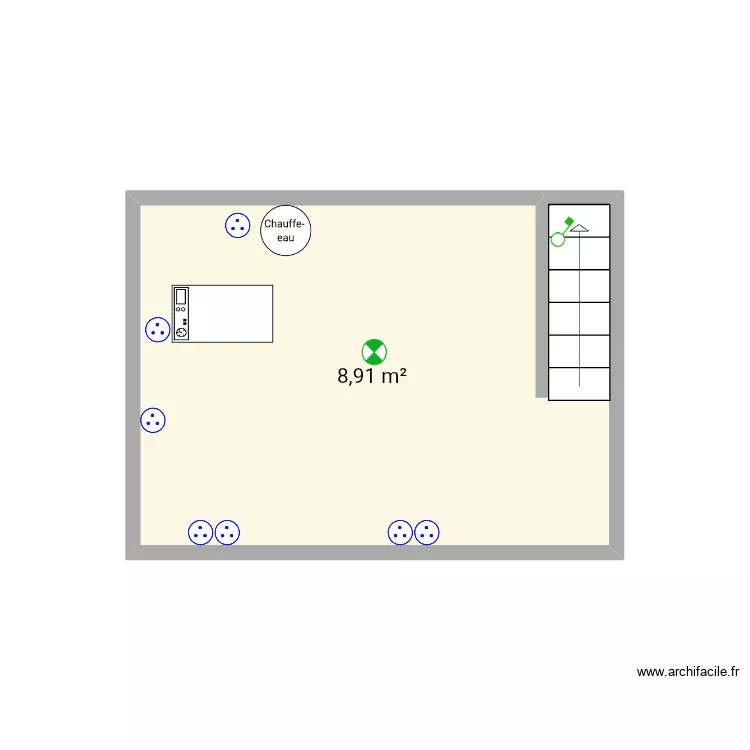 Cage &eacute;lectricit&eacute;. Plan de 1 pièce et 9 m²