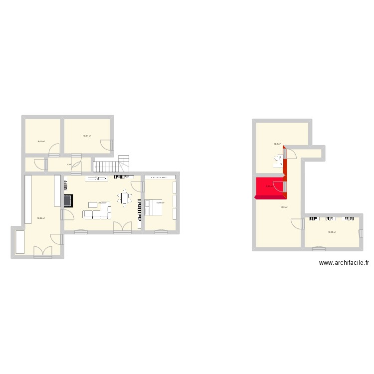 Maison Candé Sur Beuvron. Plan de 10 pièces et 124 m2