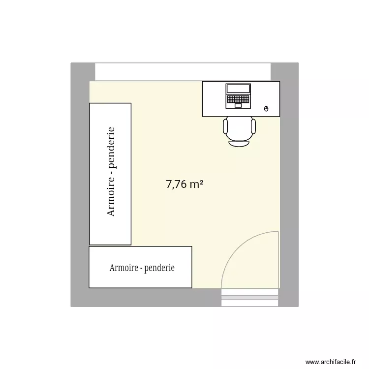 Dressing/ bureau. Plan de 1 Pièce et 8 m² Dressing/ bureau. Plan de 1 Pièce et 8 m²