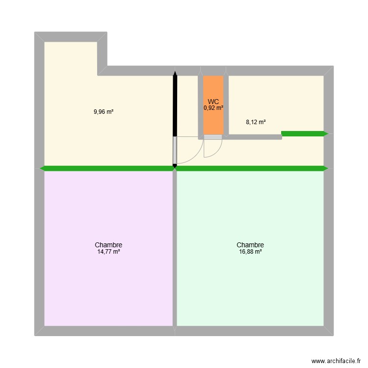 2ème étage. Plan de 5 pièces et 51 m2