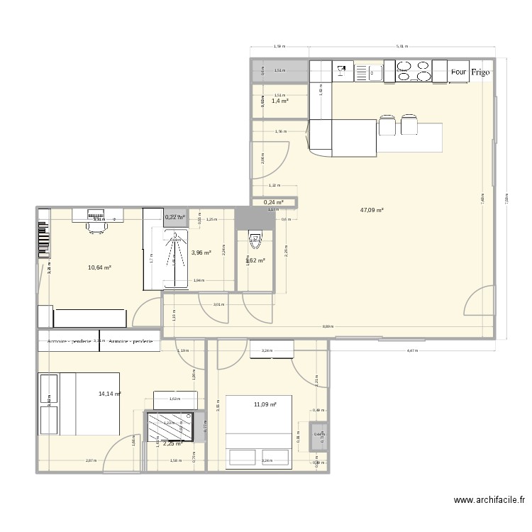 Voiron-Les Jardins d'Abel_D1-402_V1. Plan de 14 pièces et 95 m2