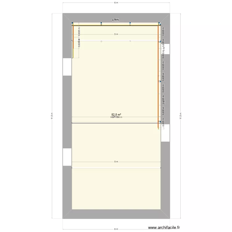 Cave immeuble V1. Plan de 1 pièce et 53 m²