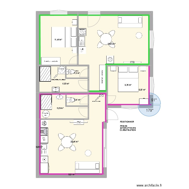 dumaine. Plan de 11 pièces et 81 m2