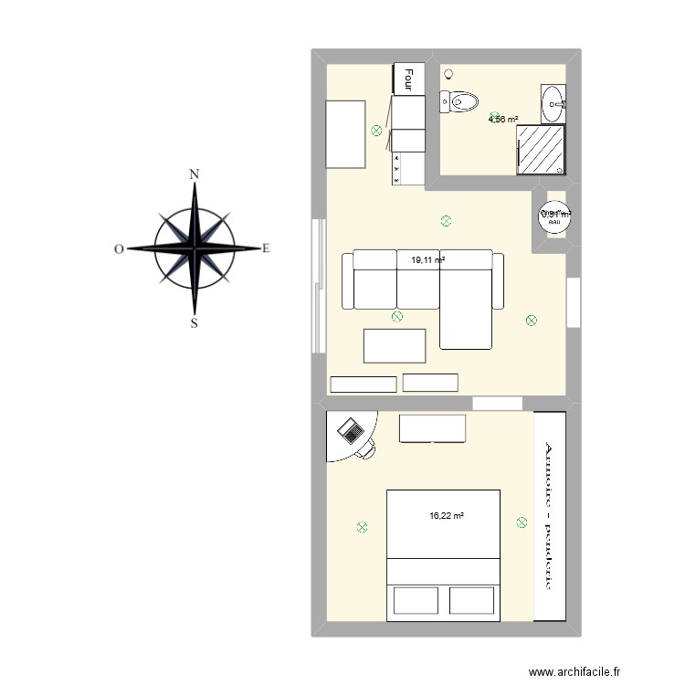 maison. Plan de 4 pièces et 40 m2