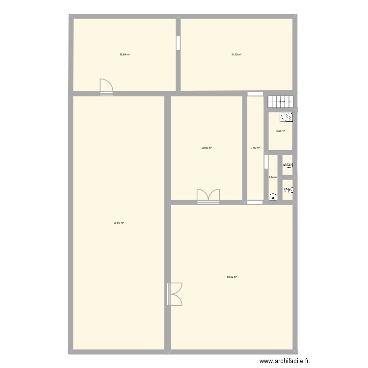 Bureau TOF. Plan de 11 pièces et 264 m2