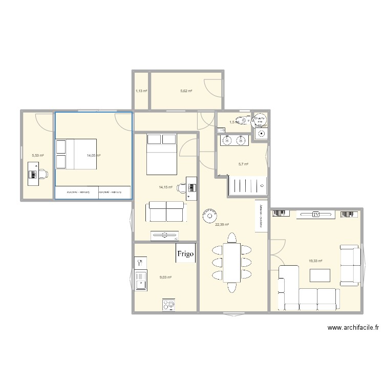 SdB Ferolles. Plan de 11 pièces et 99 m2