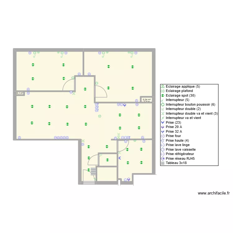 Lebrun &eacute;lectricit&eacute;. Plan de 7 Pièces et 67 m²