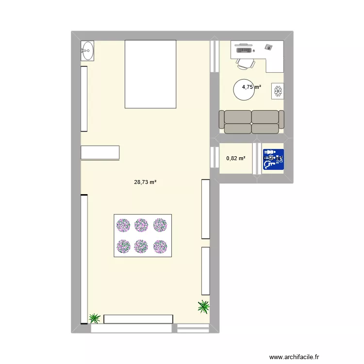 L'atelier d'elisa. Plan de 4  et 35 m²