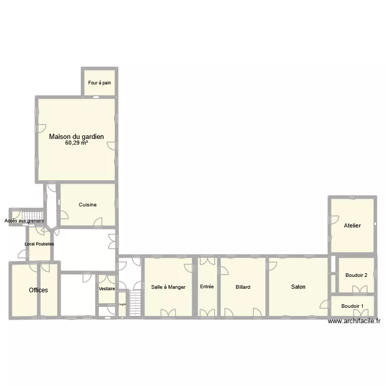 Ch&acirc;teau RDC 2. Plan de 17  et 271 m²