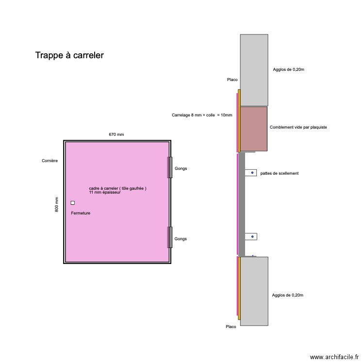 Trappe à carreler. Plan de 0 pièce et 0 m2