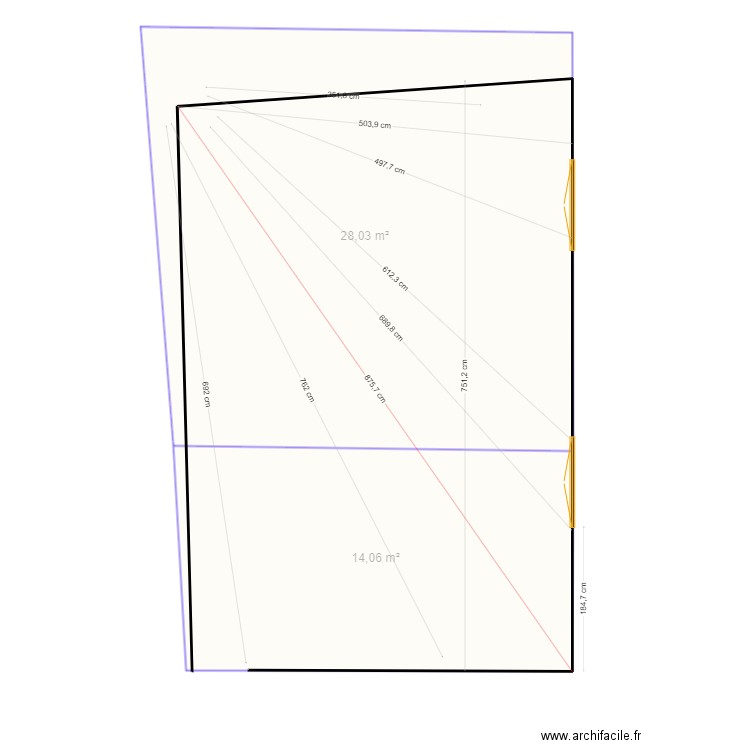 PLAN 119. Plan de 2 pièces et 42 m2