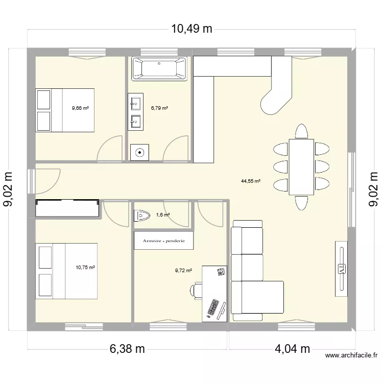 MAISON. Plan de 6  et 83 m²