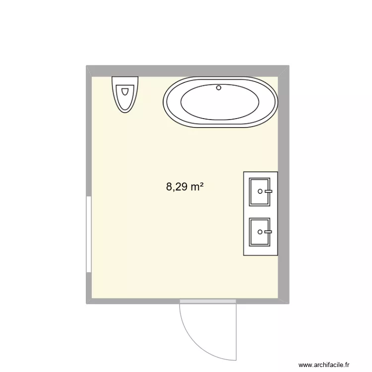 sdb. Plan de 1  et 8 m²