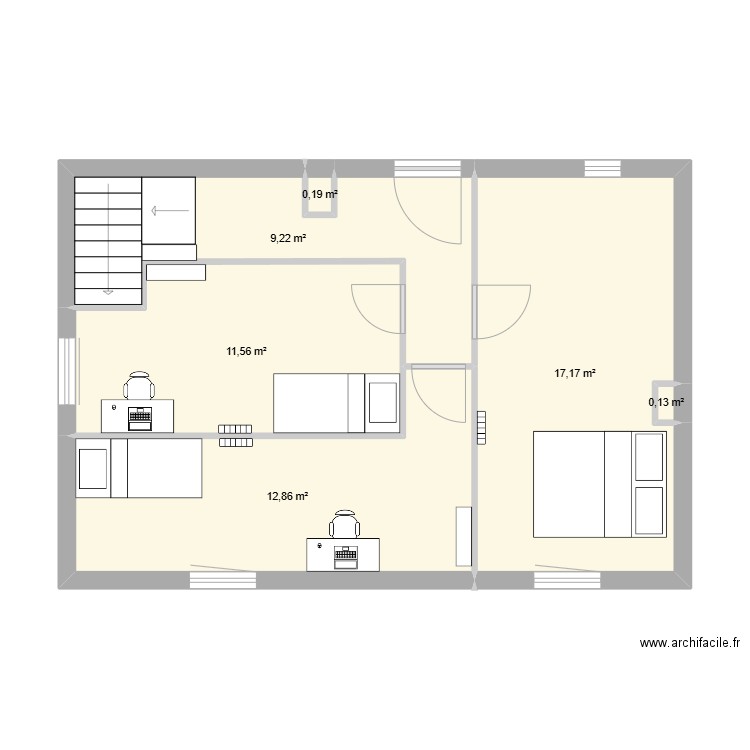 arcens. Plan de 6 pièces et 51 m2