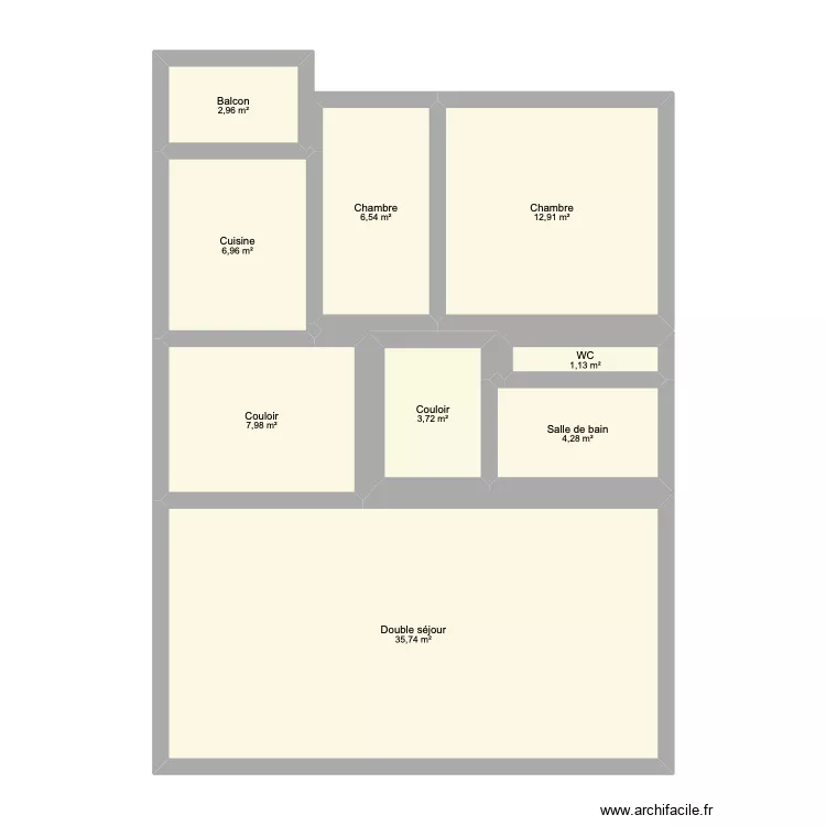 226 Montjoie. Plan de 9  et 82 m²
