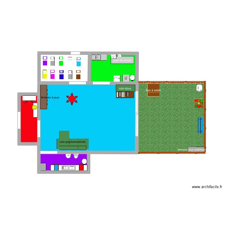 creche Romane. Plan de 4 pièces et 25 m2